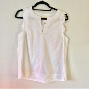 Maeve (Anthropologie) White Scalloped Top size 8